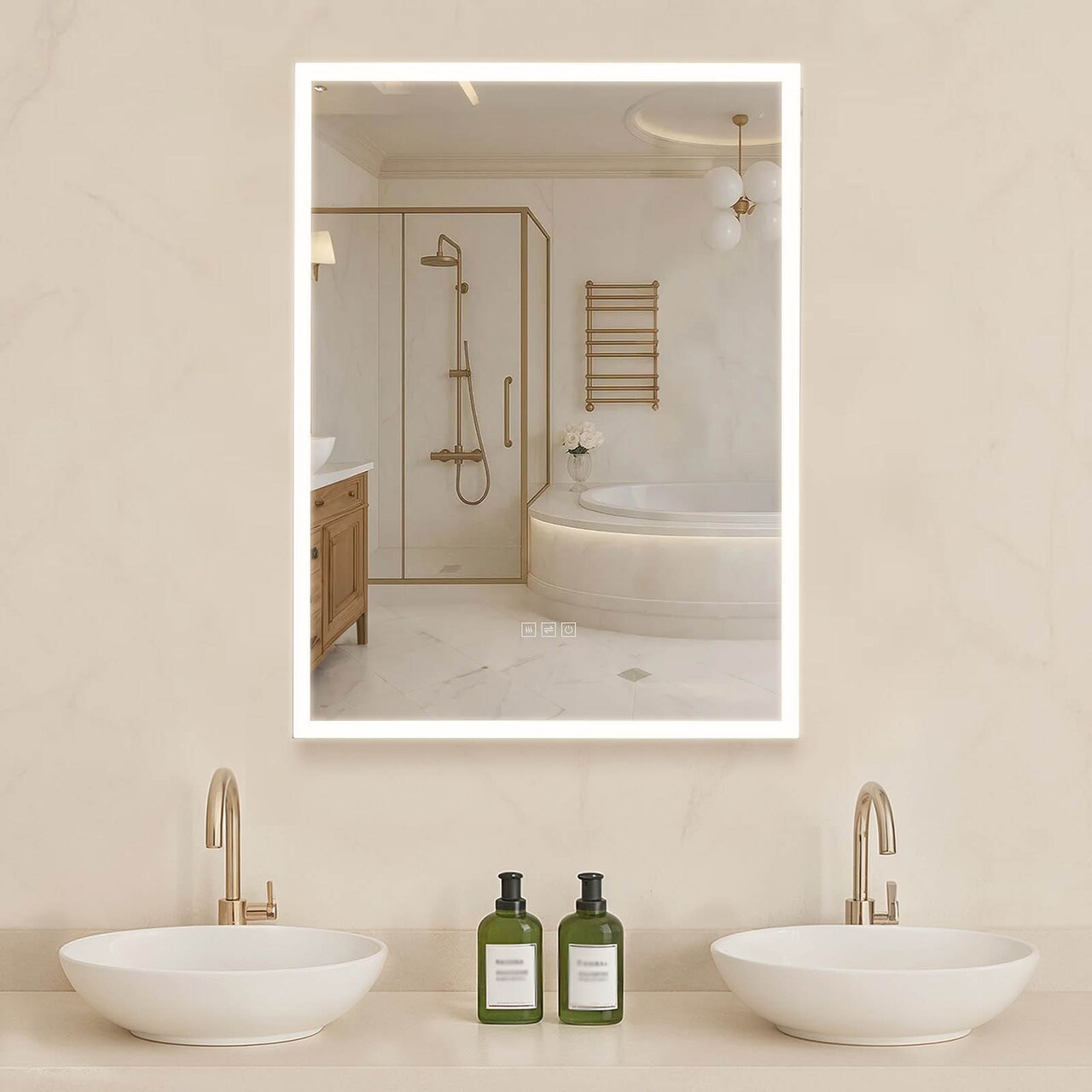 Clear LED Lighted Bathroom Mirror Cabinet with Anti-Fog, 10x Magnifier and Dimming